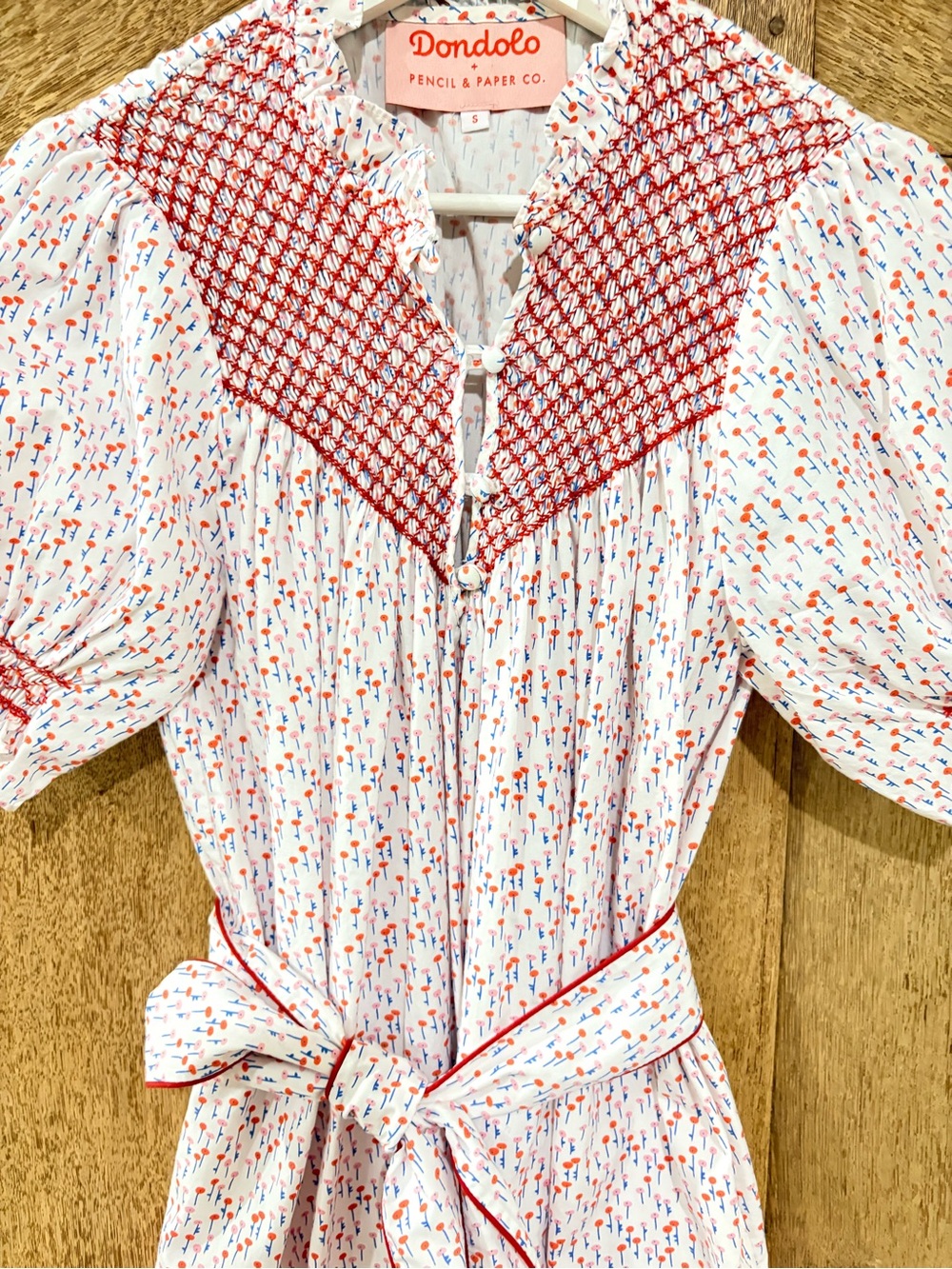 Dondolo + Pencil & Paper Co. Floral Short Sleeve Dress W| smocking Detail S NWOT - Picture 4 of 9